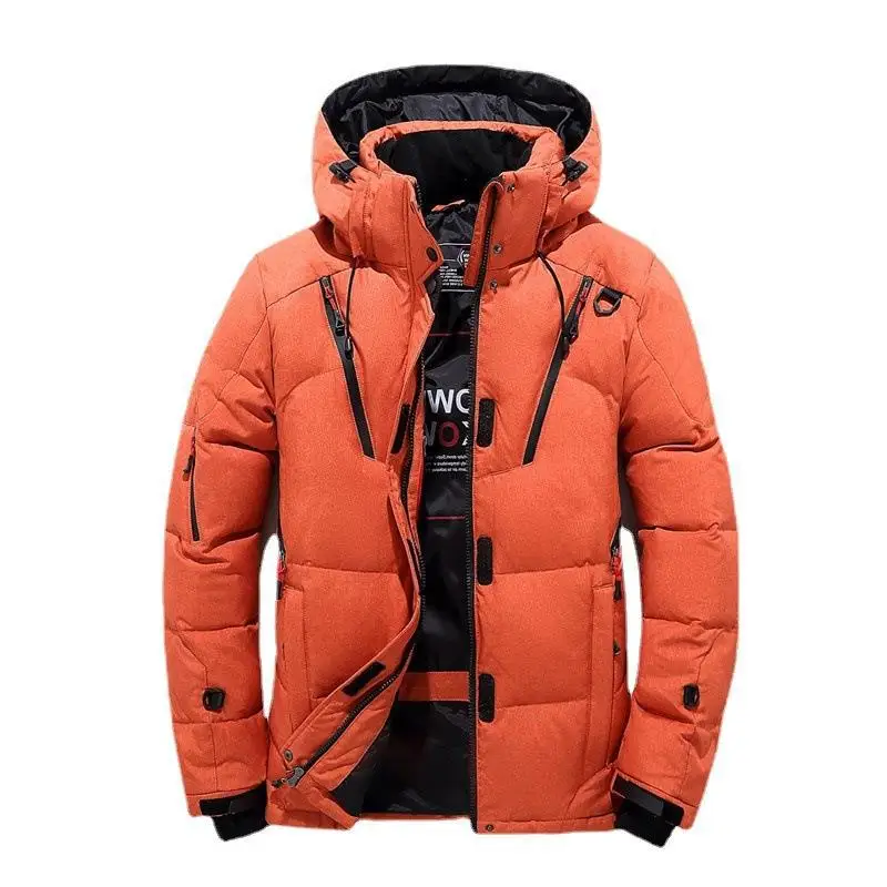 Homens de alta qualidade branco pato para baixo jaqueta quente com capuz grosso puffer jaqueta casaco masculino casual casaco térmico inverno parka casacos