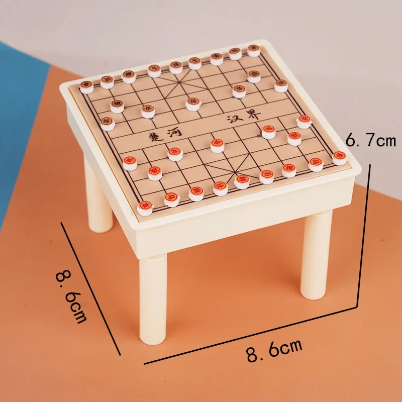 Miniature Chess Set Mini Table with Chair Flying Chess Ludo Board Game Go Game Model Dollhouse Accessories Decor