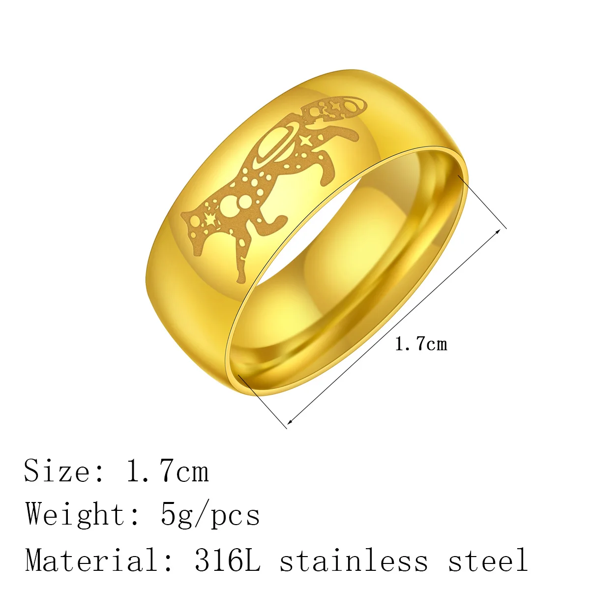 Kinitial Running Fox Rings For Women Saturn Space Inside The Fox Viking Animal Jewelry Stainless Steel Ring