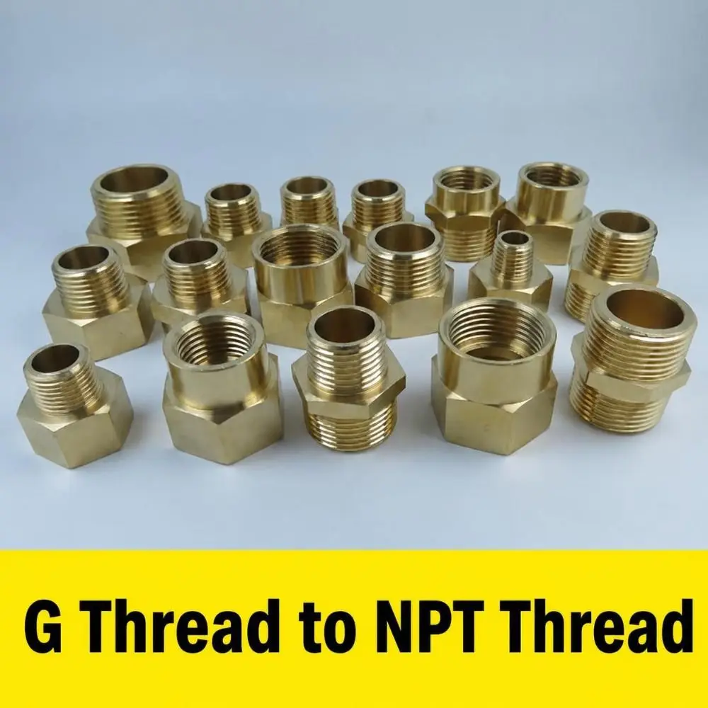 G Female Thread Pipe Fitting Adapter Brass Material Hexagonal Brass Pipe Connector NPT Male Thread Male Female Thread Adapter