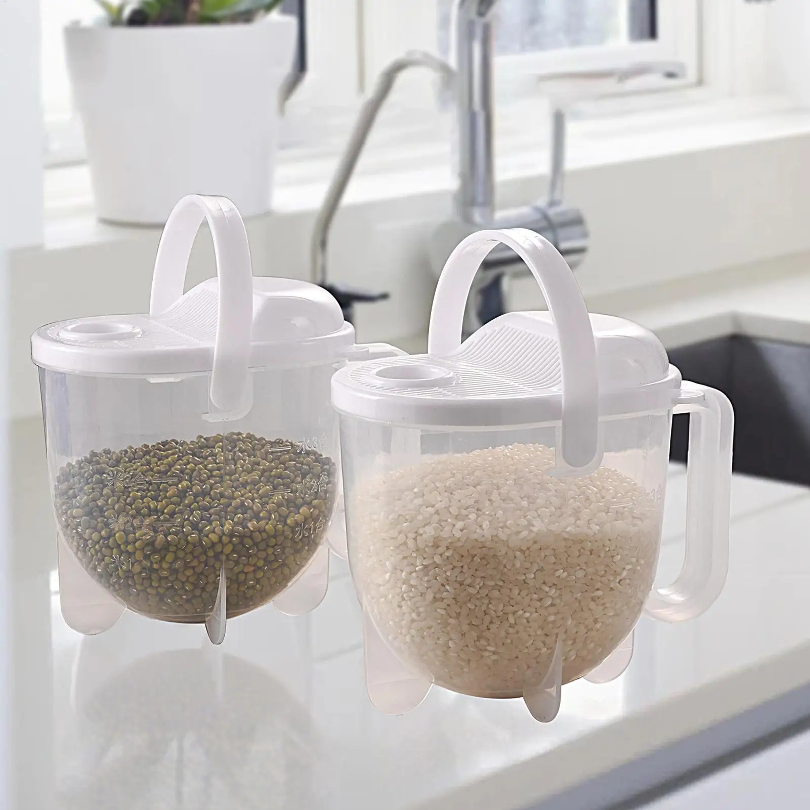 

Rice Washer Kitchen Colanders Strainer Bowl with Lid Household Vegetable Washing Strainer for Home Hotel Restaurant