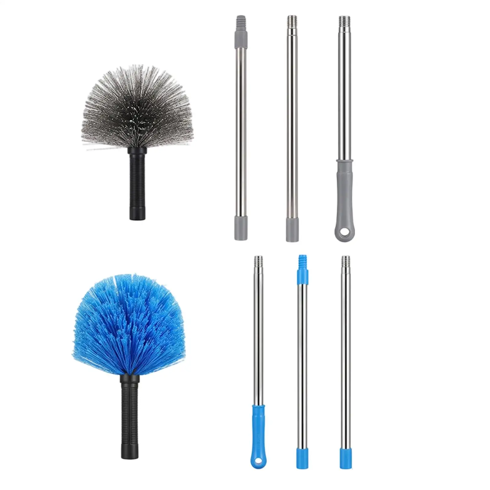 Spider Web Duster With Extension Pole 1.4m Adjustable Spider Web Brush Long Washable Corner Dust Removal For Indoor Ceilings