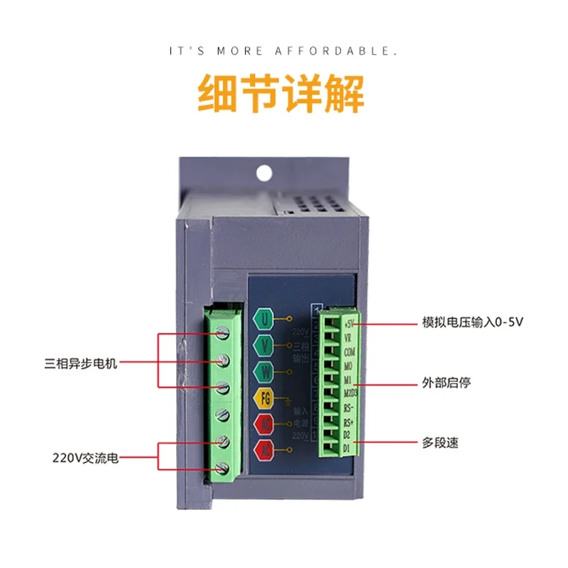 H inverter 750W input single-phase 220V output three-phase 220V geared motor
