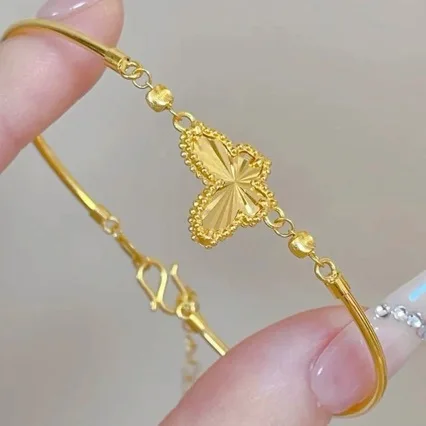 

Boutique AU999 gold jewelry butterfly bracelet female new style wrist chain fashion 24K pure gold bracelet gift for girlfriend