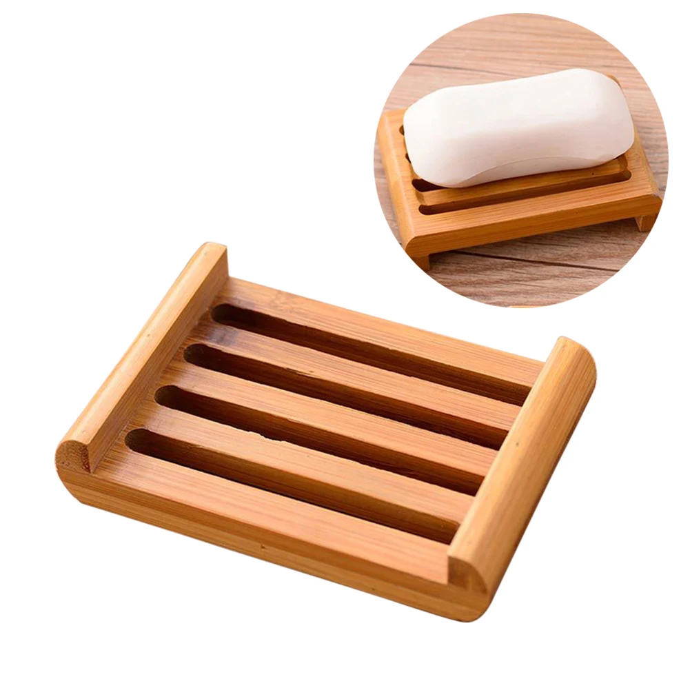 Creative Biodegradable Bamboo Soap Dish Holder Rack Tray Plate Portable Simple Natural Wood Soap Box For Home Bathroom Hotel