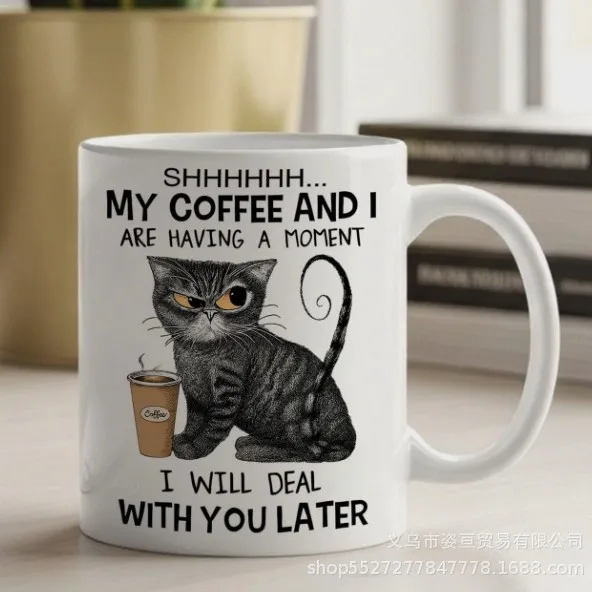 Taza de Cerámica con Diseño de Gatito, Linda y Creativa, Taza de Agua de Alta Calidad, Regalo, Venta al por Mayor, Taza Kawaii para Café