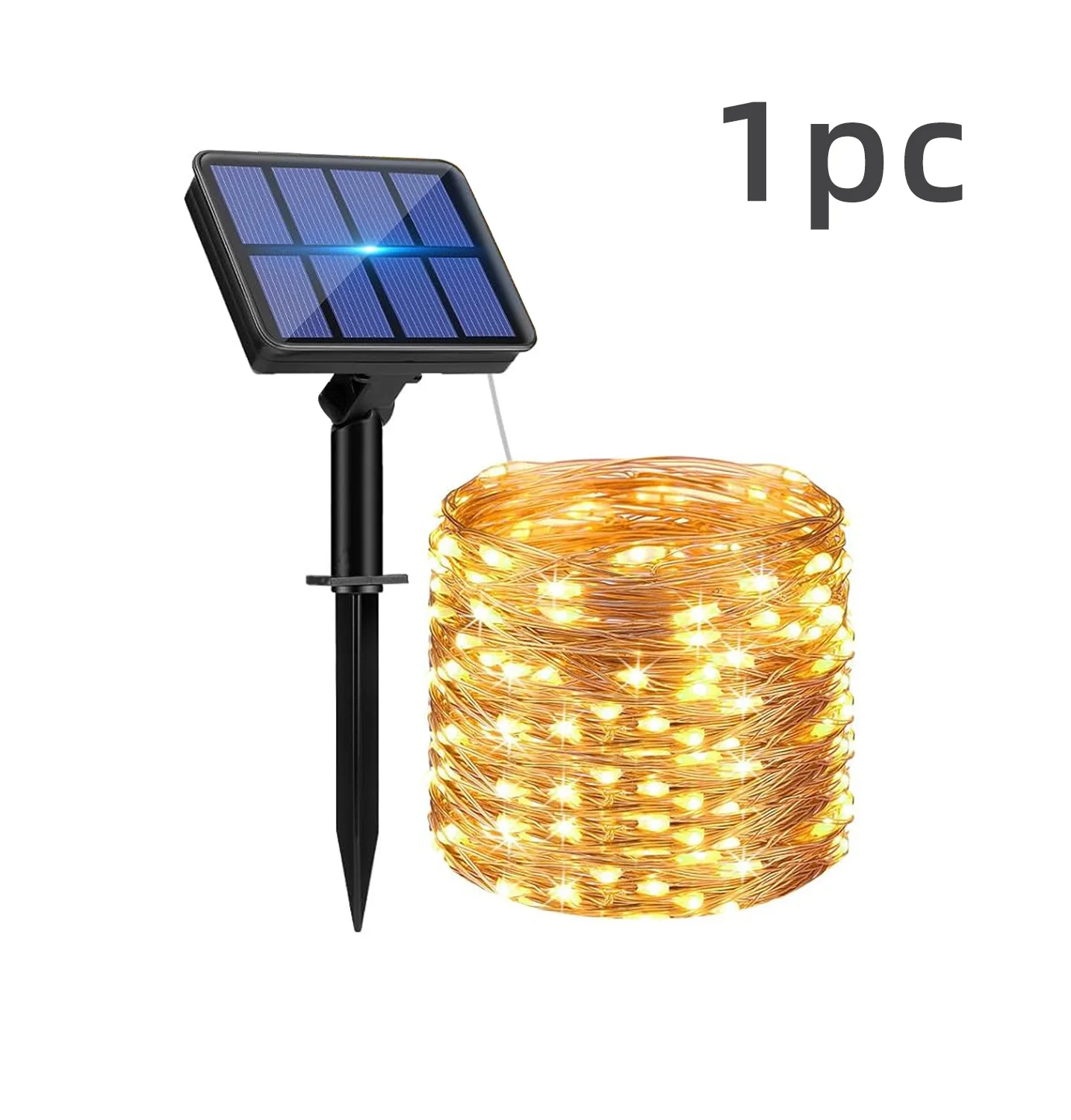 Guirnalda de luces LED solares para exteriores, luces parpadeantes impermeables, alambre de cobre, 8 modos, luces de hadas para árbol de Navidad, jardín, fiesta, boda