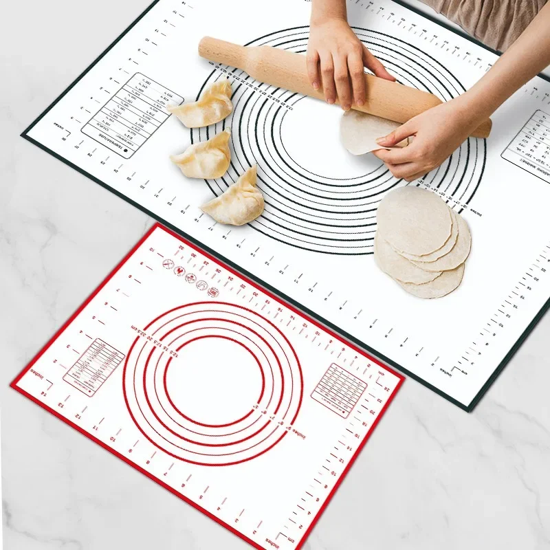 Esteira de cozimento de silicone antiaderente, folha para amassar massa, pizza rolando, massa grande, suporte do fabricante, cozinha, 60 cm, 50 cm, 40cm