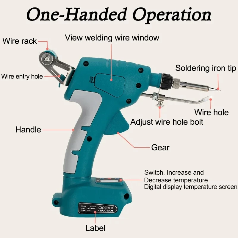 Pistola de soldadura eléctrica inalámbrica portátil, herramientas de soldadura rápida, batería de litio de 18V y 20V para Makita, Dewalt, Milwaukee