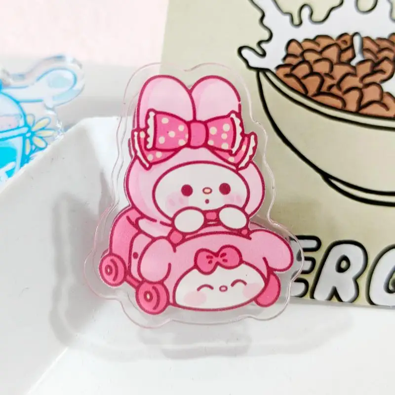 Anime Sanrio Kuromi My Melody Cinnamoroll Pochacco Pompompurin Lotso Linabell Sealing Clip Double-Sided Pp Clip Binder Clip Girl