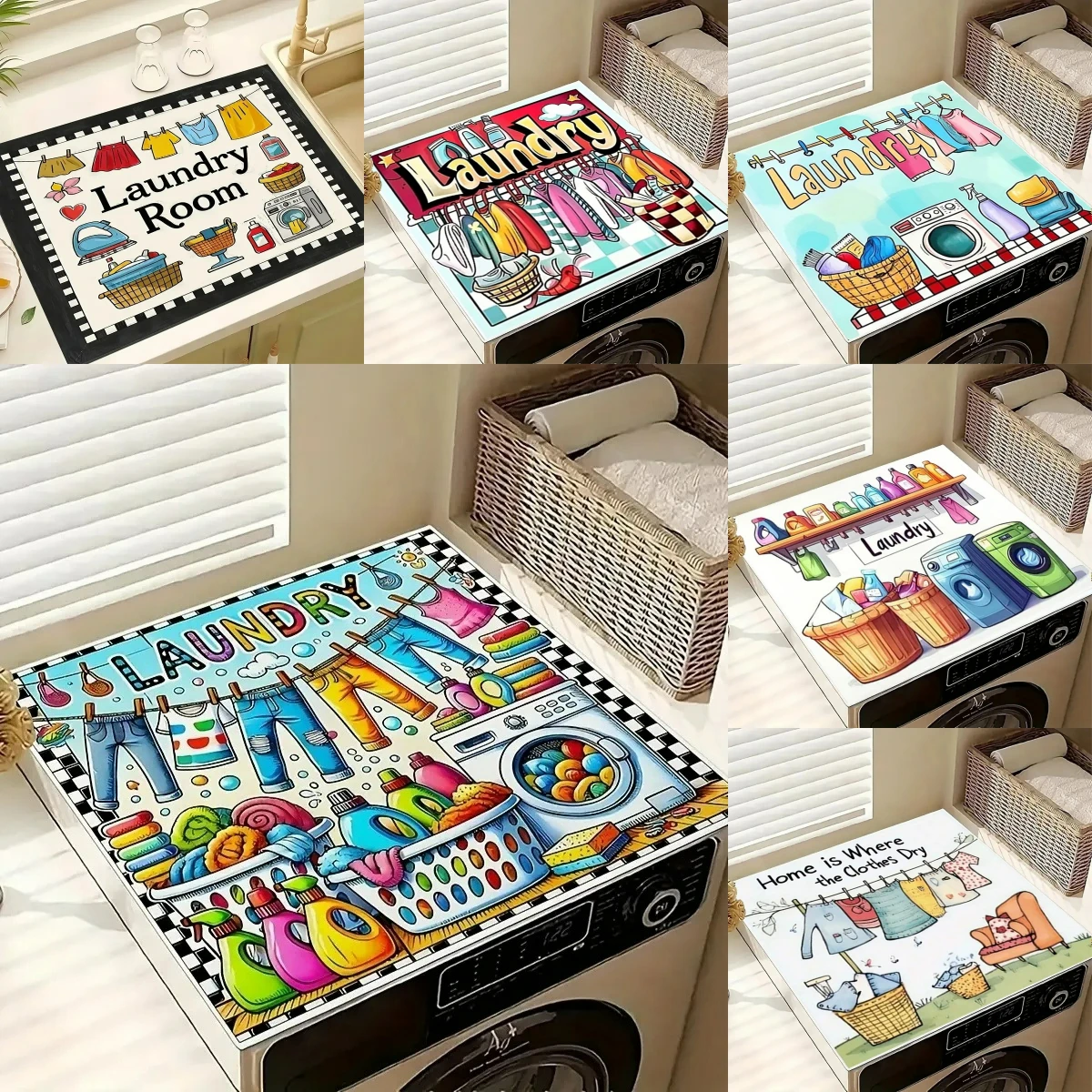Laundry Room Washing Machine Dust Pad Waterproof Oven Microwave Refrigerator Fridge Top Protector Mat Coffee Drain Pad Halloween