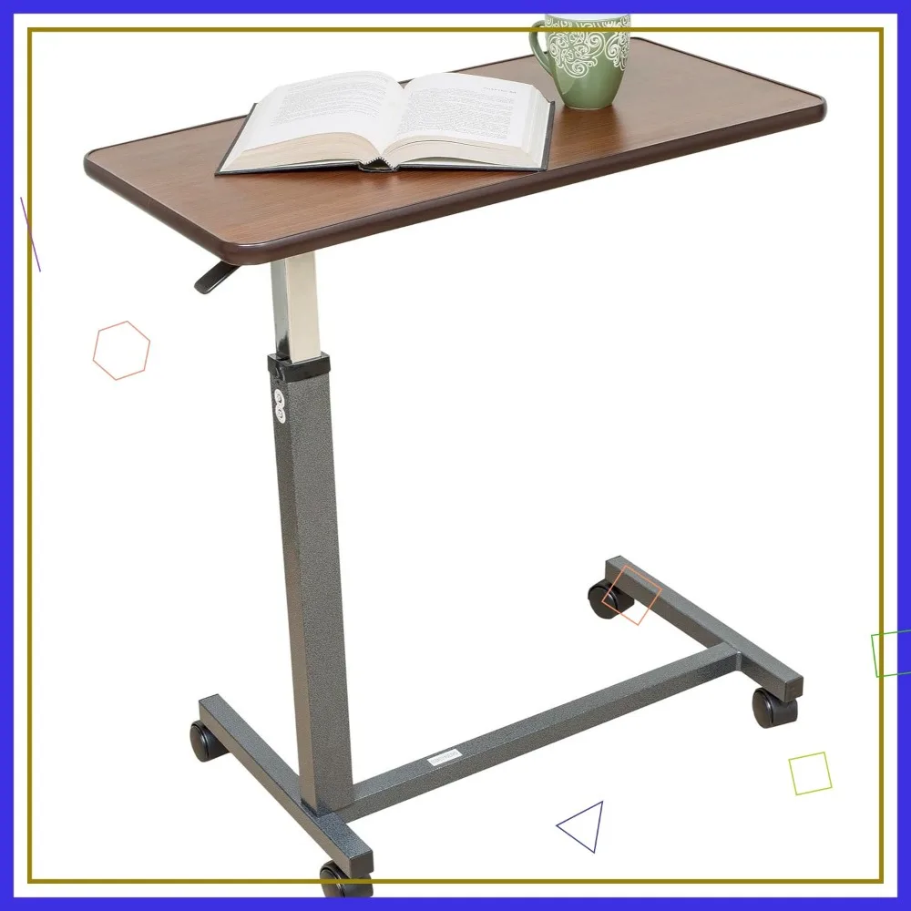 

Регулируемый столик с запирающимися колесами, столешница из дерева для больниц и домашнего использования, идеально подходит для взрослых и пожилых людей.