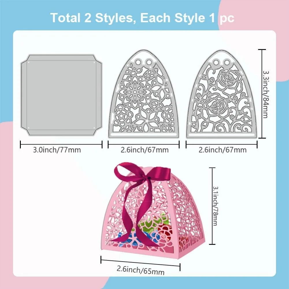 꽃 캔디 박스 금속 다이 컷, 3D 캔디 박스 컷 다이, 금속 스텐실, 카드 제작 엠보싱 도구용 금속 커팅 다이