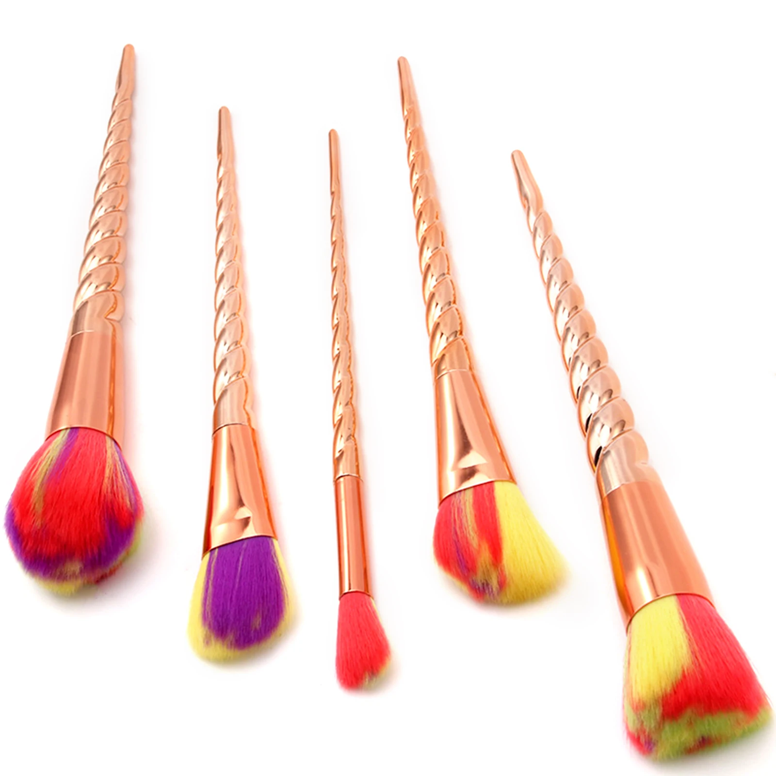 5 pezzi/set pennelli per trucco moda fibra colorata spirale per capelli manico antiscivolo adatto fondotinta in polvere fard correttore multifunzionale