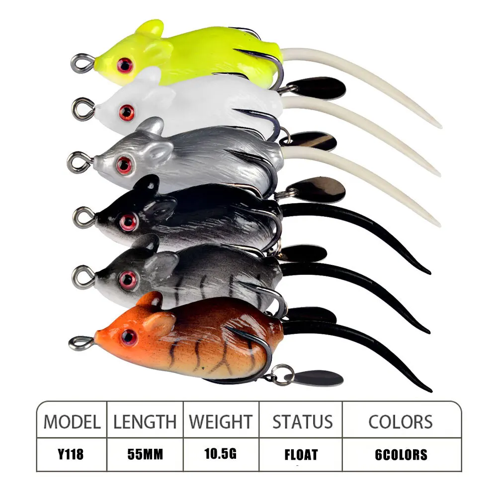 Mouse Thunder Frog Soft Bait 10.5g Floating Spinner Flash Fishing Lure Swimbait Fishing Tackle Catfish Blackfish Perch Tip