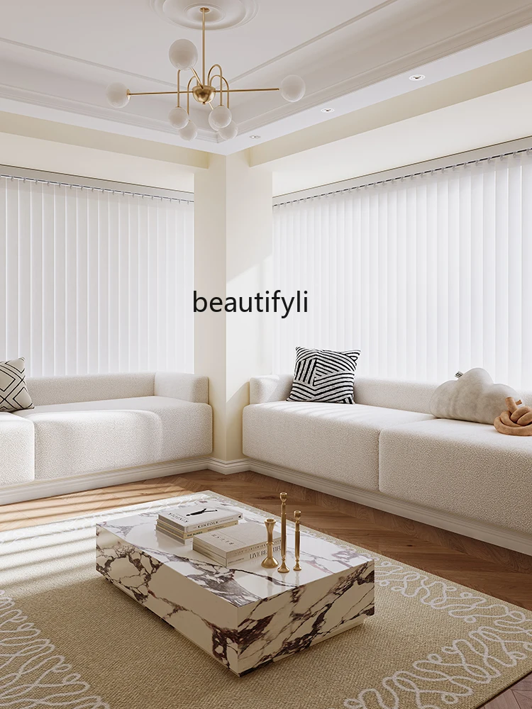 Cream Style Bay Window Sofa Customized Teddy Plush Waterproof Balcony Sofa Floating Window Transformation Sofa Integrated