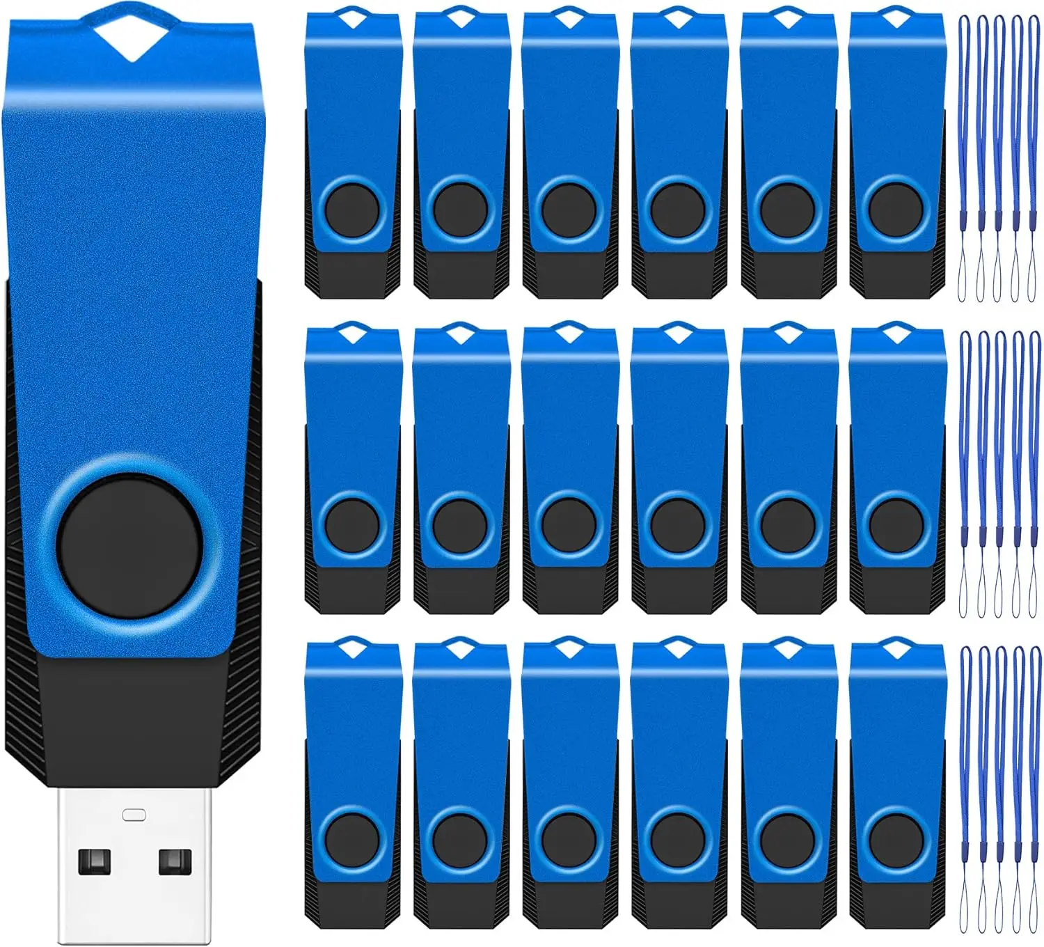 

20 Pack 128MB USB 2.0 Flash Drives Bulk Swivel Design Thumb Drives for Storage and Backup Blue