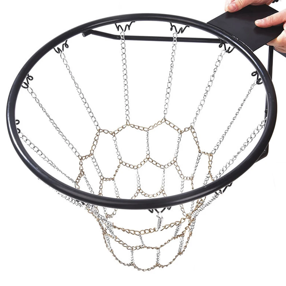 Rede de basquete à prova de ferrugem, aro de corrente, suporte de metal, recipiente de armazenamento, bolso esportivo, grande espaço, equipamento esportivo de equipe