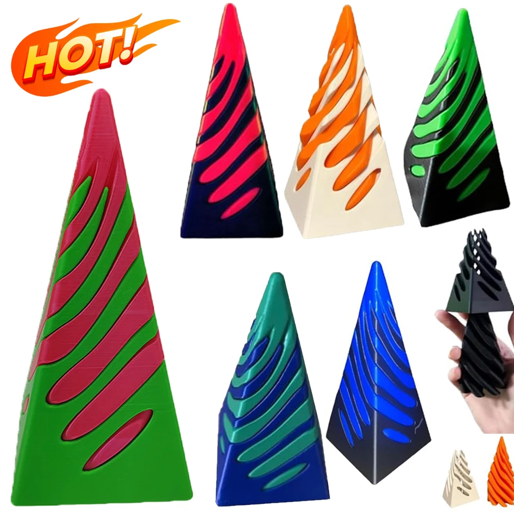 3D Printed Spiral Cone Toy Impossible Pyramid Passthrough Sculpture Mini Vortex Thread Illusion Pass Through Pyramid Fidget Toy