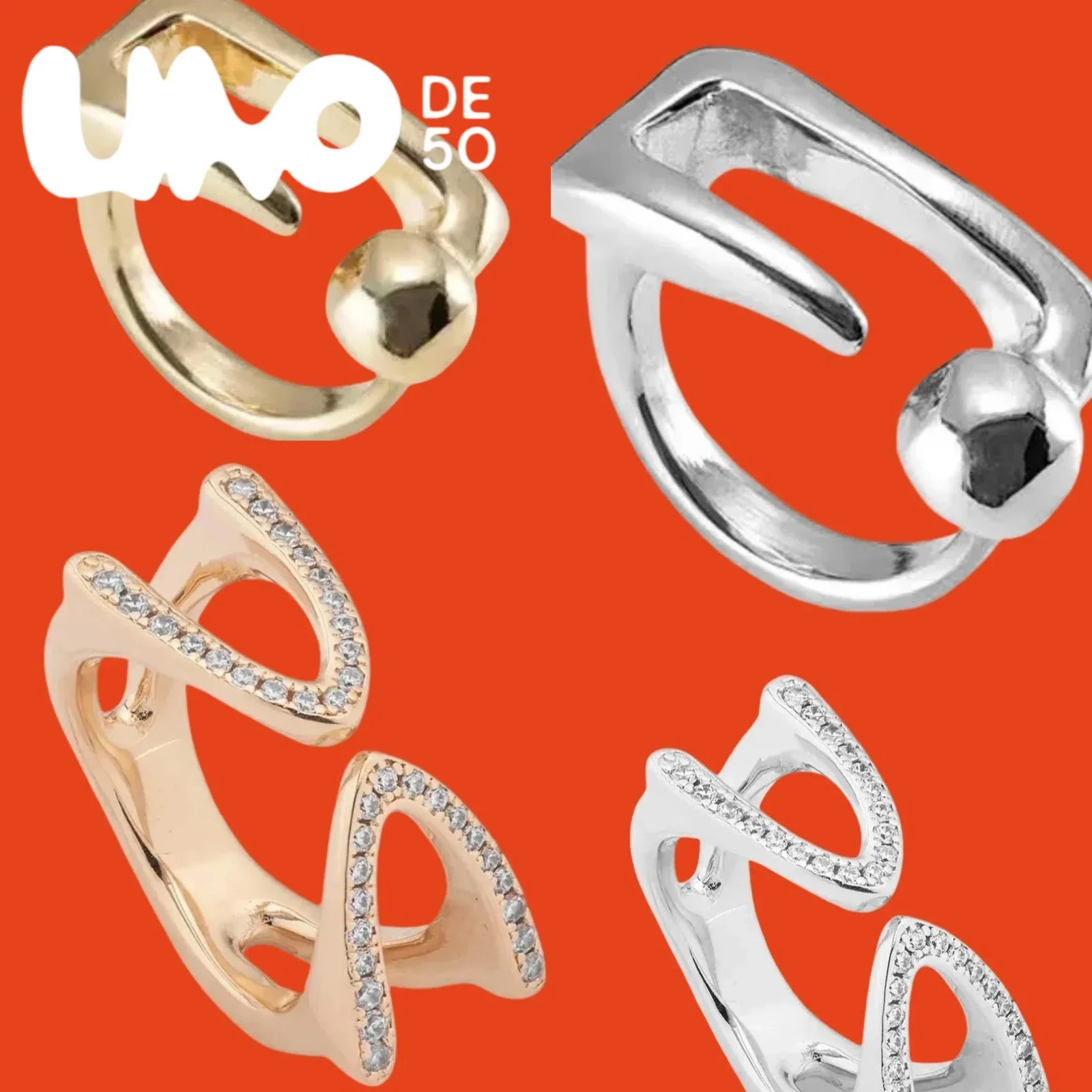 

2025 UNOde50 Ring - 24K Silver & Gold Dual Tone, Luxe Elegance, Discounted High-End Fashion