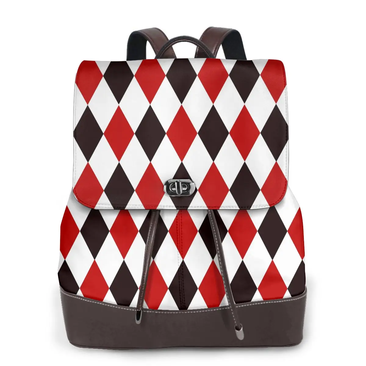 Harlequin Plaid Playing Cards Diamond Bookbag School Student Bags Hiking Travel Daypack for Women Fashion Derma Backpack