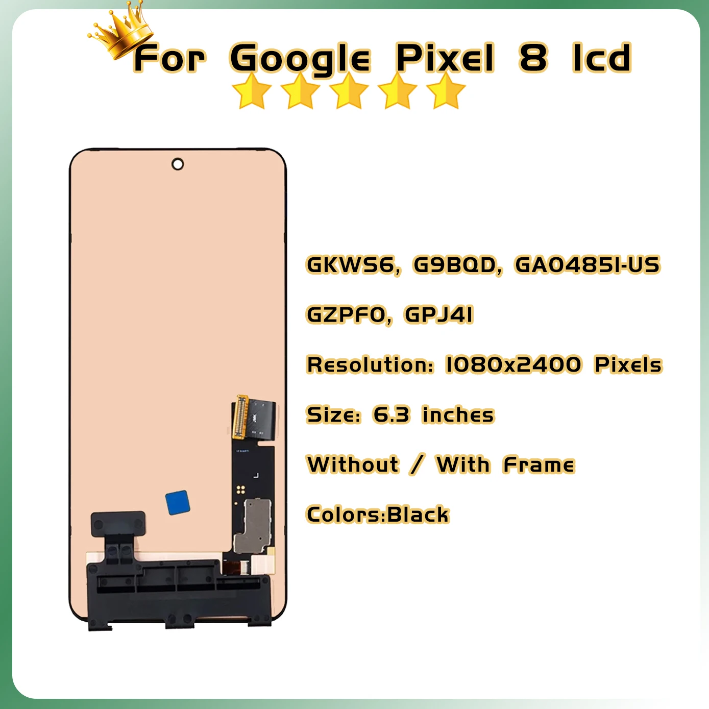 AAA Quality OLED For Pixel8 Display With Frame For Google Pixel 8 LCD Display Touch Screen GKWS6 G9BQD GA04851-US GZPFO GPJ41