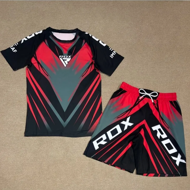 

2026 Popular Men's Sports Suit: Quick-drying, Sweat-wicking Combat Suit T-shirt + Shorts Running Fitness Training Two-Piece Set