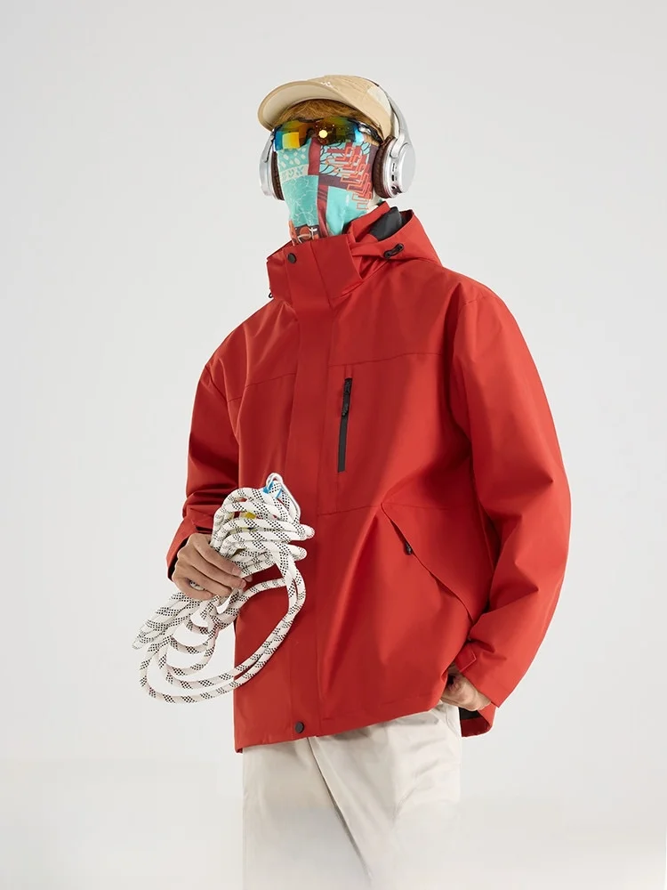 

3D Tailored Outdoor Jaet Waterproof Windproof New Autumn 2025 ex Couple Polyester Fiber Long Sve Zipper Closure Hooded