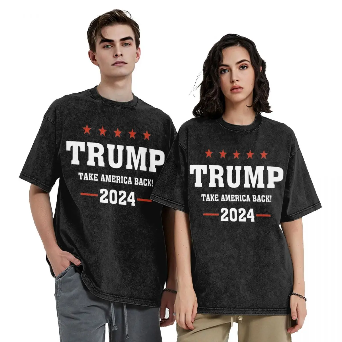 Donald Trump Take America Back Election 2024 Washed T Shirt Man USA President Cotton T-Shirts Round Neck Tees Oversized Tops