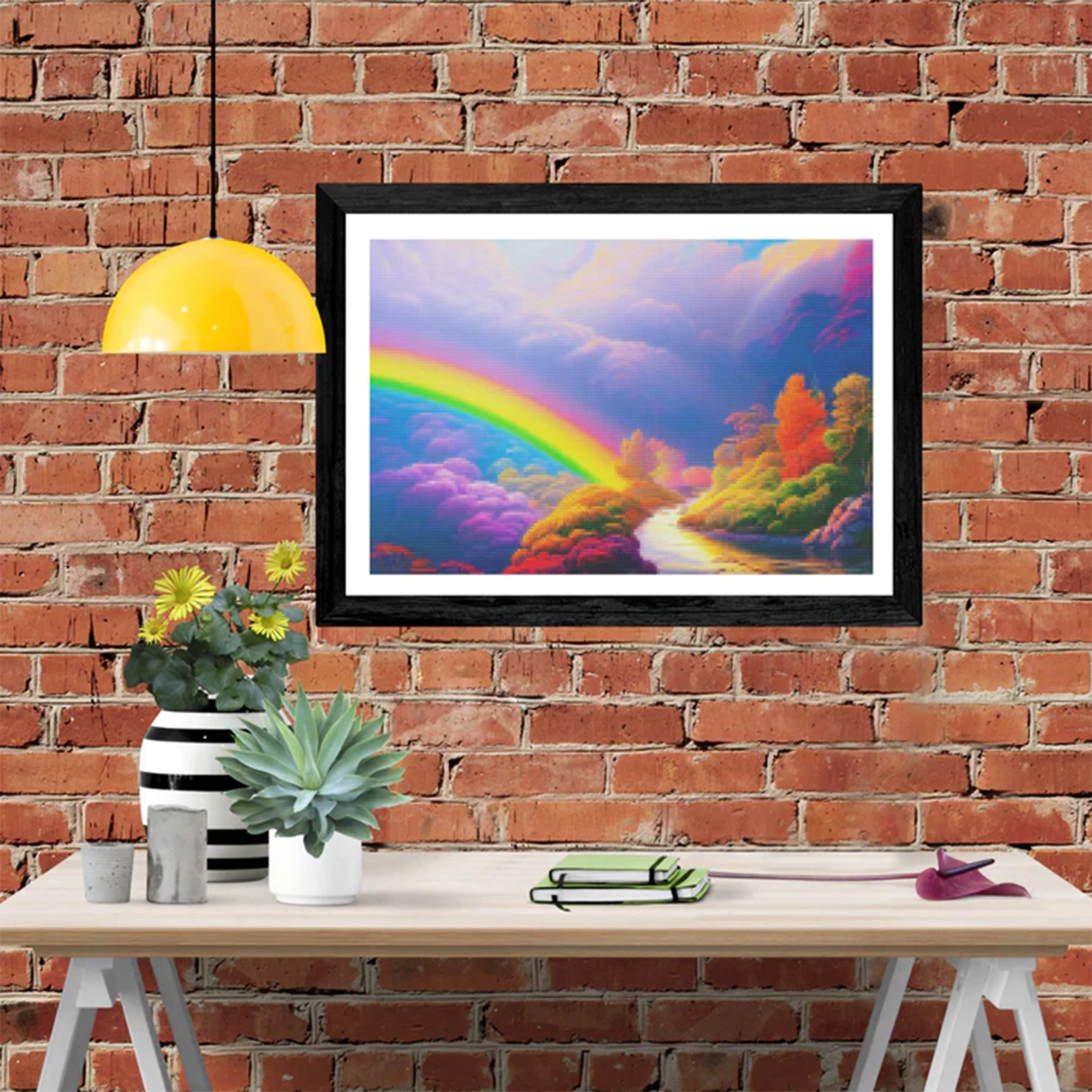 LZAIQIZG 5D Diamond Painting Rainbow Avenue Square/Round Diamond Cross Stitch Kit Embroidery Picture  Home Decoration