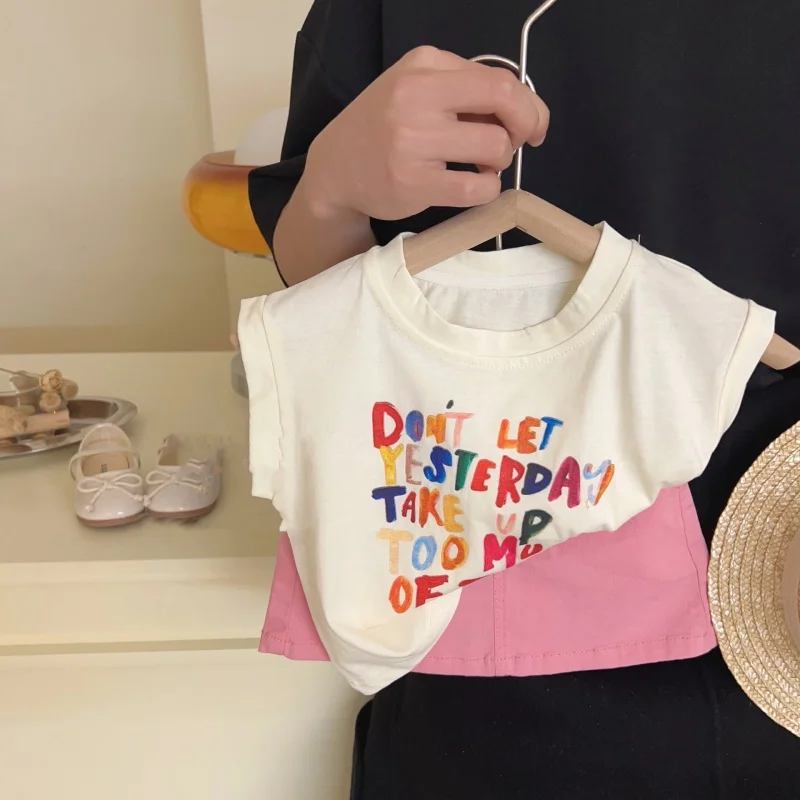 Girls' Summer Suits Leisure2024New Children's Western Style Baby Girl Summer Dress Fashionable Skirt Two-Piece Set