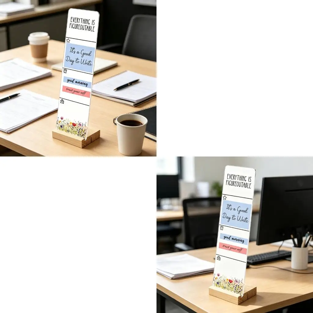  Modern Desktop Display Panel Having Wooden Base For Tasks And Schedules