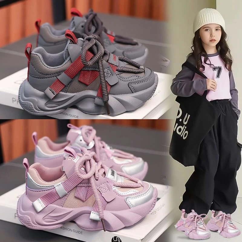 

2026 весенние детские кроссовки для мальчиков и девочек, удобная школьная обувь на мягкой подошве, модная повседневная обувь на массивном каблуке, спортивная обувь для больших детей ​