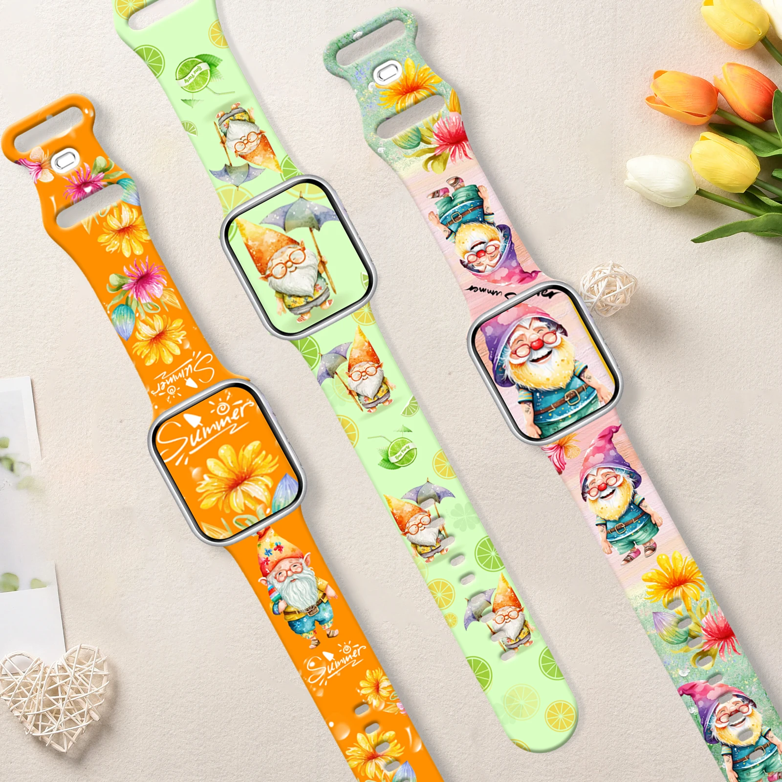 

Summer Elf Printed Strap for Apple Watch 46mm 45mm 44mm 41mm Silicone Band Replaceable Bracelet for iWatch 10 9 8 7 Watchband