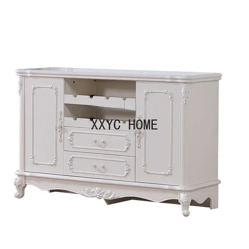 Simple European Sideboard Cabinet High Cabinet White Paint Locker Luxury Restaurant Tea Cabinet