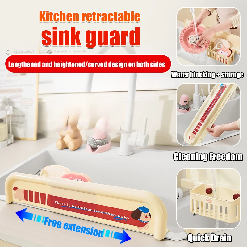 Multifunction Sink waterproofing plate Free expansion contraction Curved sides Higher waterproofing Kitchen Water Barrier