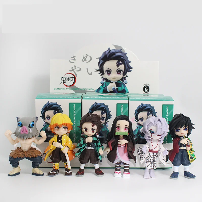 Figura de Anime Demon Slayer: Kimetsu No Yaiba, Tanjiro Kamado e Nezuko, Caixa Surpresa