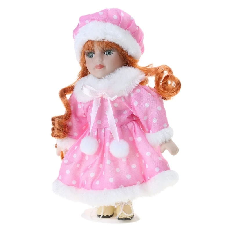 Muñeca porcelana 20cm, decoraciones juguete porcelana para niña rubia para regalo cumpleaños