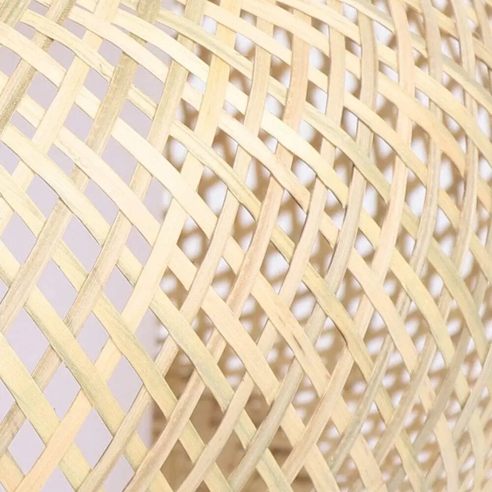 Farmhouse Bamboo Chandelier Handmade Woven Pendant Light for Kitchen Island Dining Room Restaurant Ceiling Hanging Light Fixture