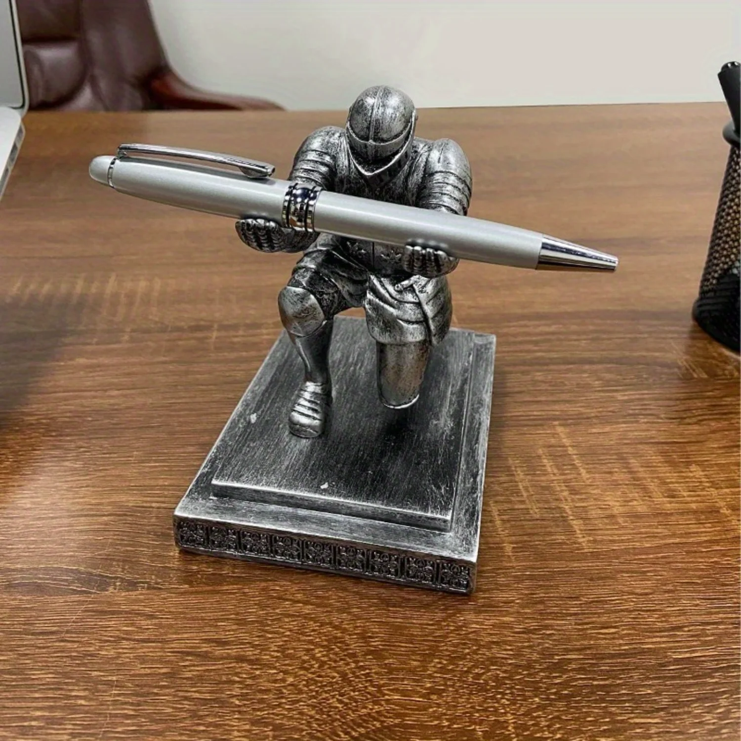 Personalized Executive Knight Pen Holder | Cool Iron Desk Accessories Decor | Office Pen Stand | Unique Gift