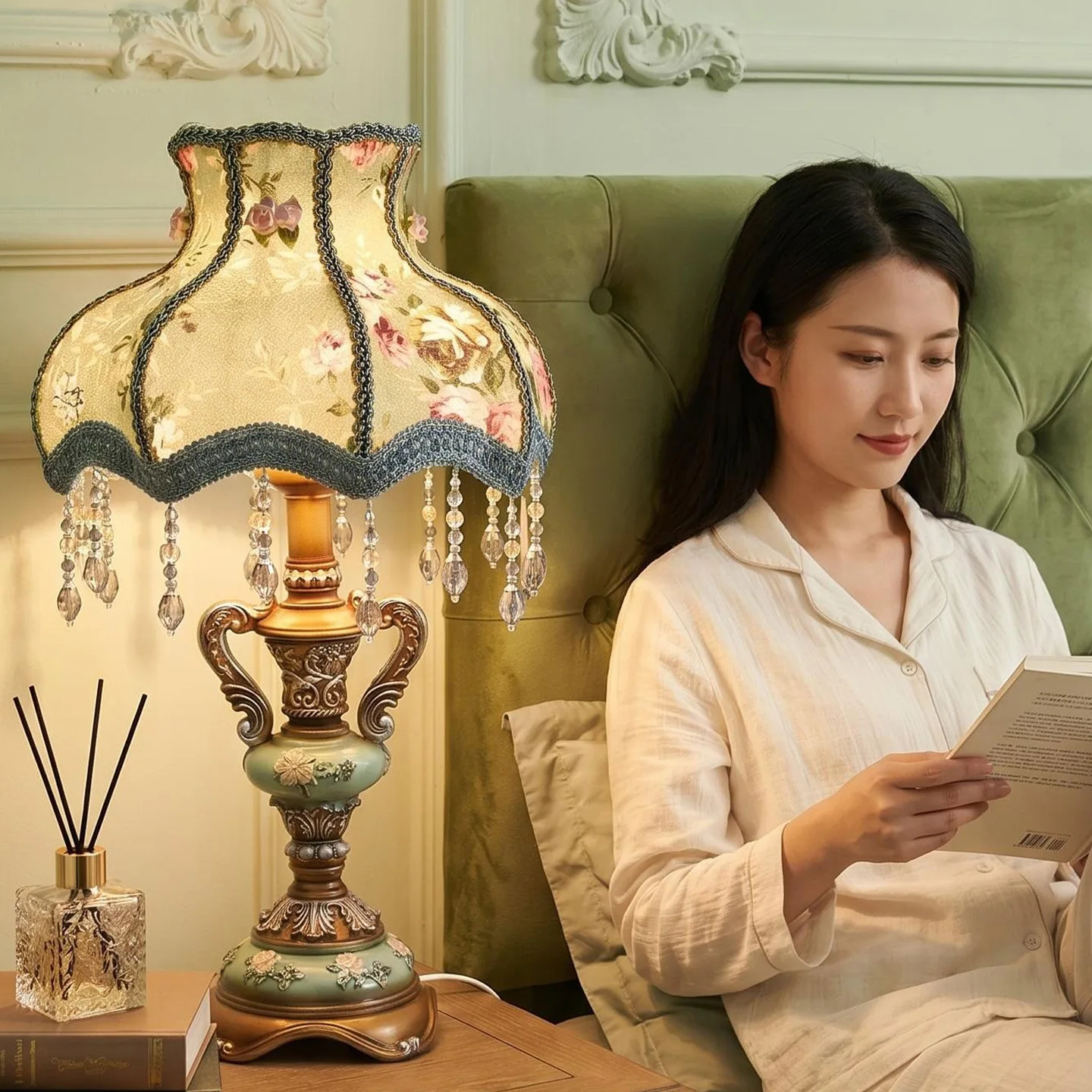 European living room table lamp retro nostalgic American luxury warm romantic decoration bedroom bedside lamp