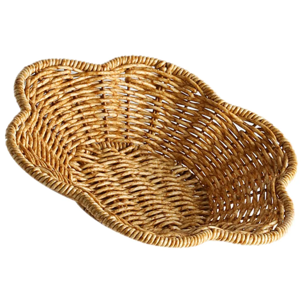 Large Capacity Imitation Rattan Bread Serving Basket Decorative Fruit Tray Storage Basket for Kitchen Home Snacks - Detail 1