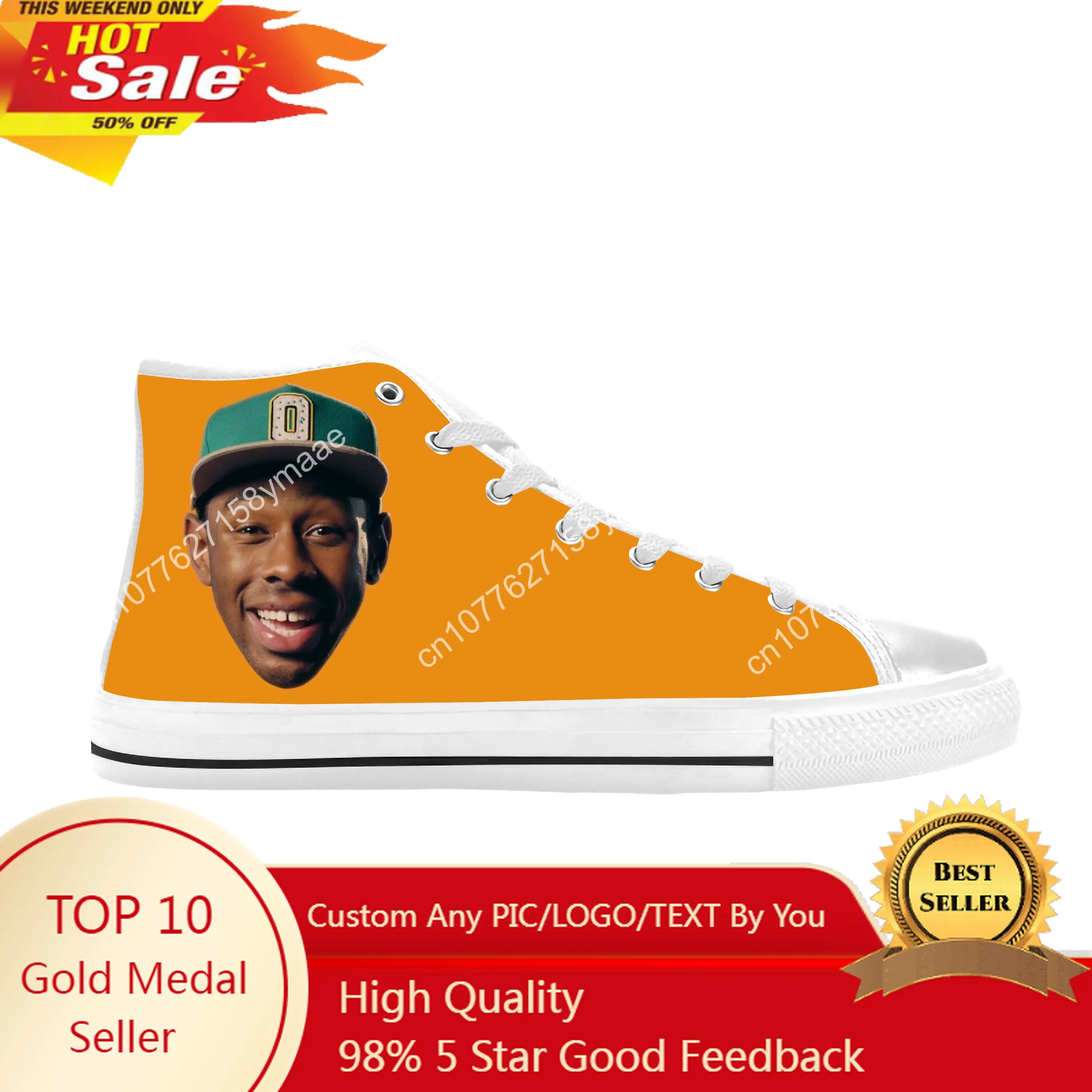 Tyler The Creator Hip Hop Singer Rap Rapper Music Casual Cloth Shoes High Top Comfortable Breathable 3D Print Men Women Sneakers