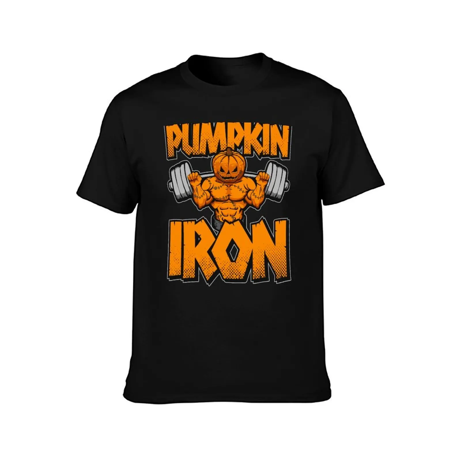 Halloween Workout Pumpkin Iron Squat Bodybuilder Fitness T-Shirt Soft Durable Cotton T-Shirt