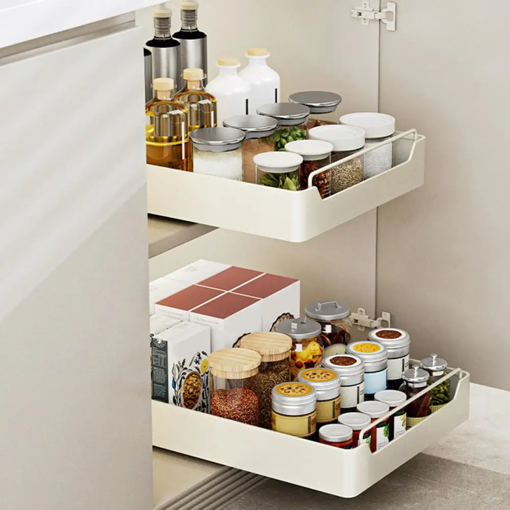 Pull-out Cabinet Expandable Storage Rack Drawer for Strong Load-bearing Cabinets Easy Installation Multifunctional Organizer