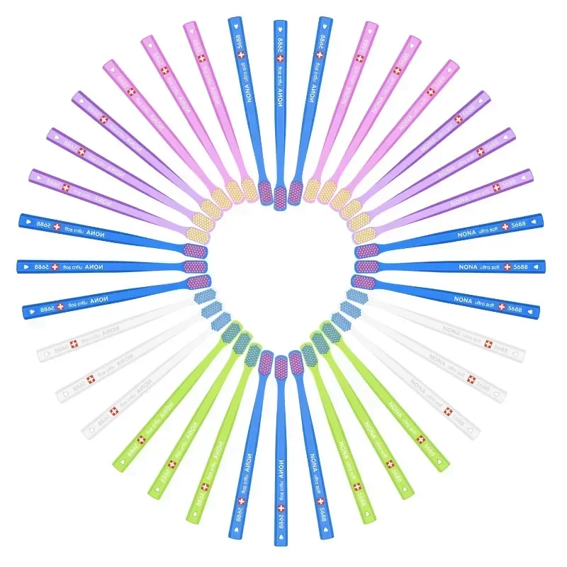 3 قطعة فرشاة أسنان نونا فائقة النعومة من الألياف الدقيقة 5460 فرشاة أسنان يدوية عالية الكثافة تنظيف لطيف والعناية باللثة مجموعة منزلية على الطراز السويسري #5