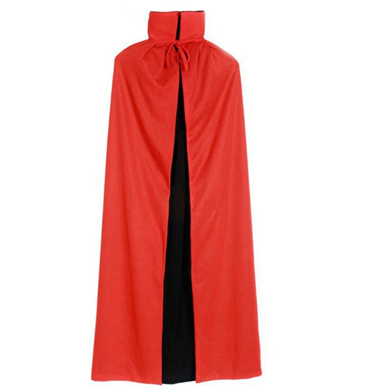

2PCS Halloween Vampire Cloak, Reversible Hooded Vampire Cape for Halloween Adult Cosplay, Black and Red 5FT A