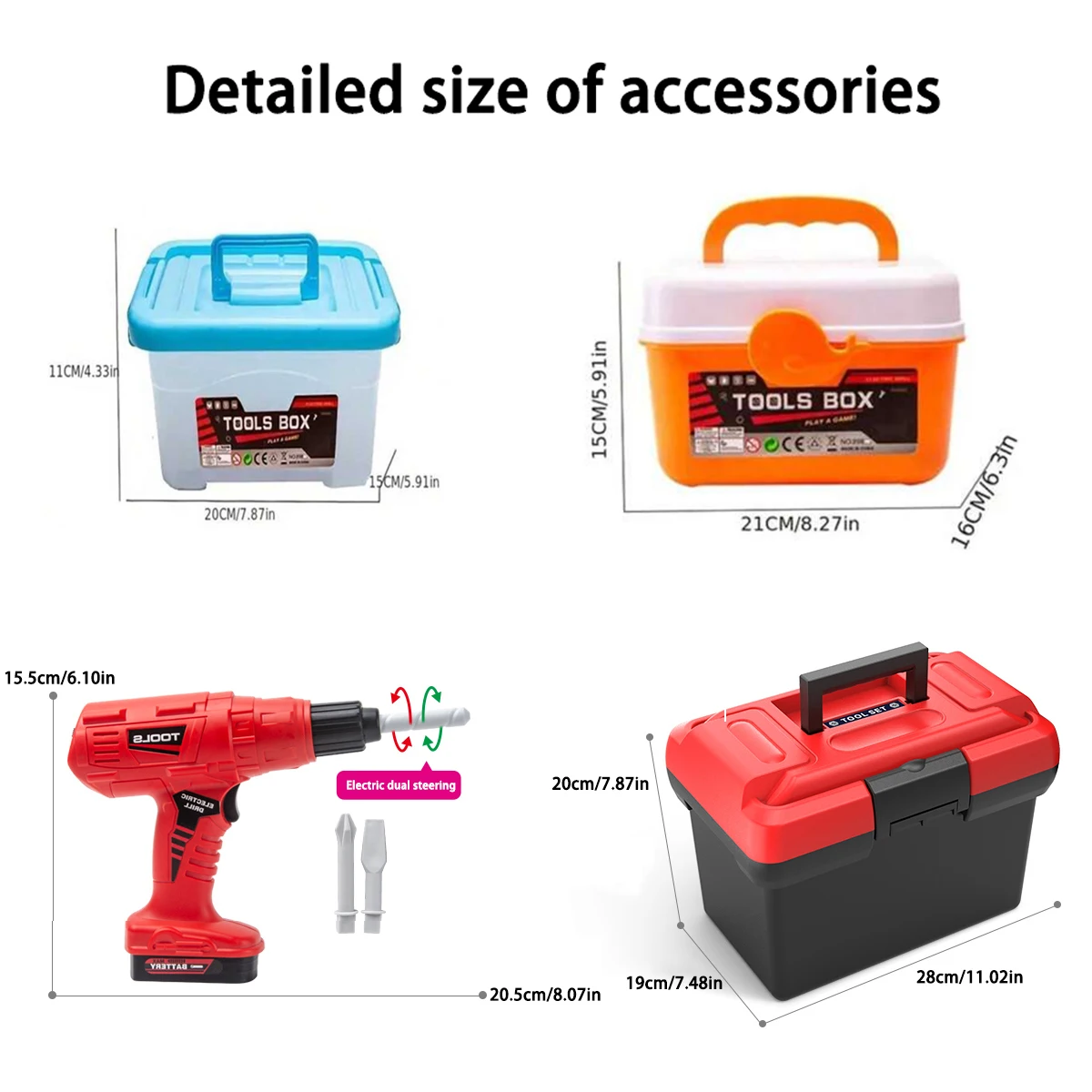 Caixas de ferramentas de simulação infantil, brinquedos de reparo, furadeiras elétricas, aparafusar, dramatização, inteligência, educação precoce, faça você mesmo