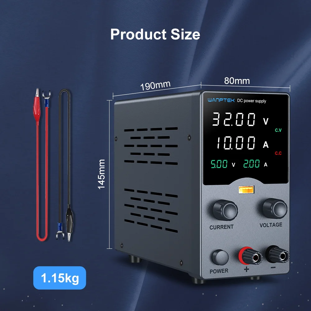 Einstellbares DC-Labornetzteil mit 4 Positionen, 30V 5A, 30V 10A, 220V/115V AC-Schaltwandler, USB/Tape-C-Schnellladung – Detail 4