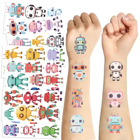 10pcs/set New Cartoon Robot Temporary Tattoo Sticker Fake Tattoos Stickers Waterproof For Birthday Gift